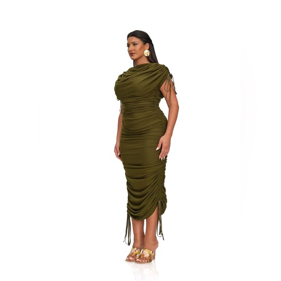 Andrea Iyamah RATU MESH DRESS in Olive size small - Picture 6 of 7
